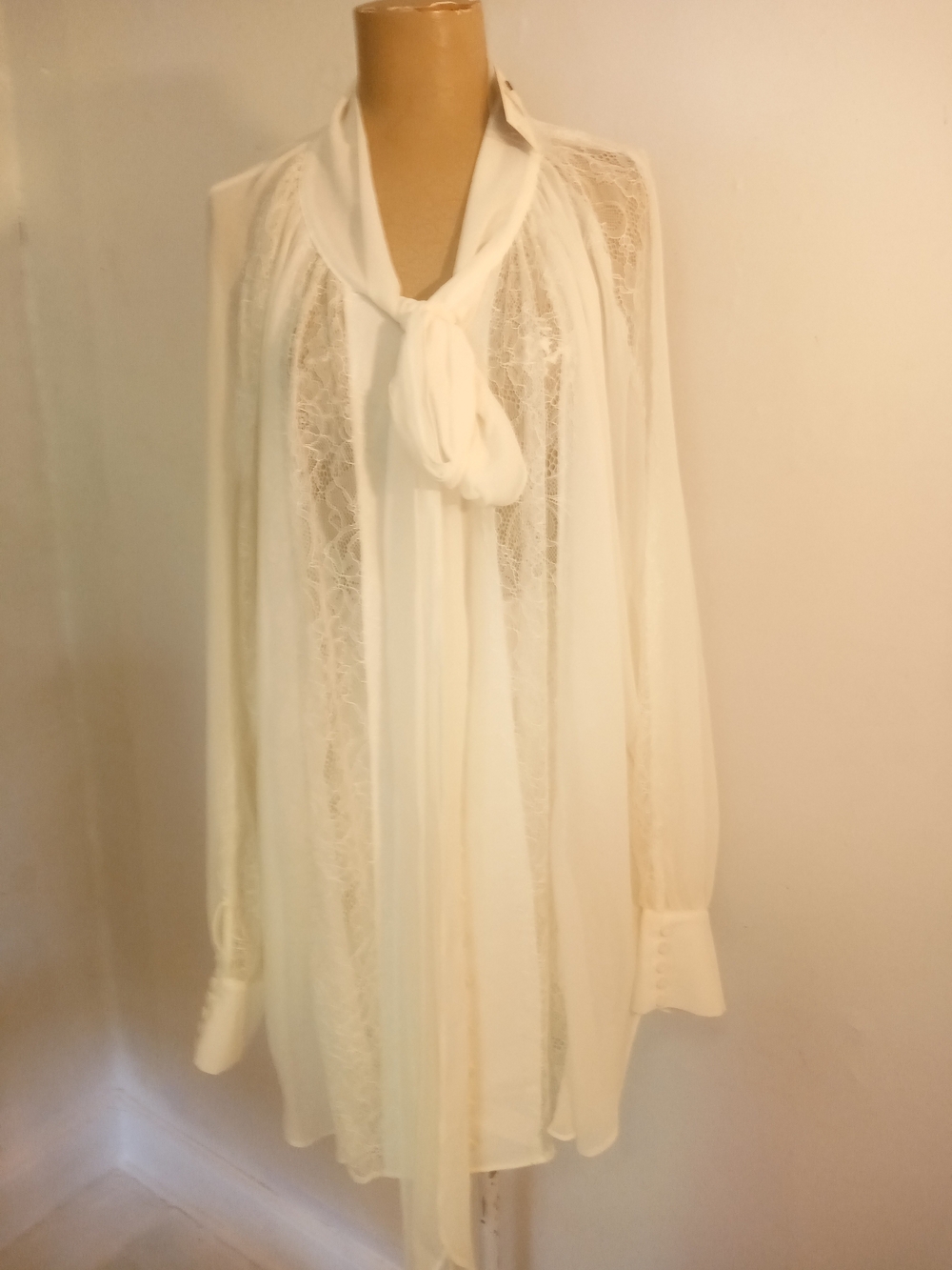 Lane Bryant Ivory Lace Tie-Neck Sheer Chemise